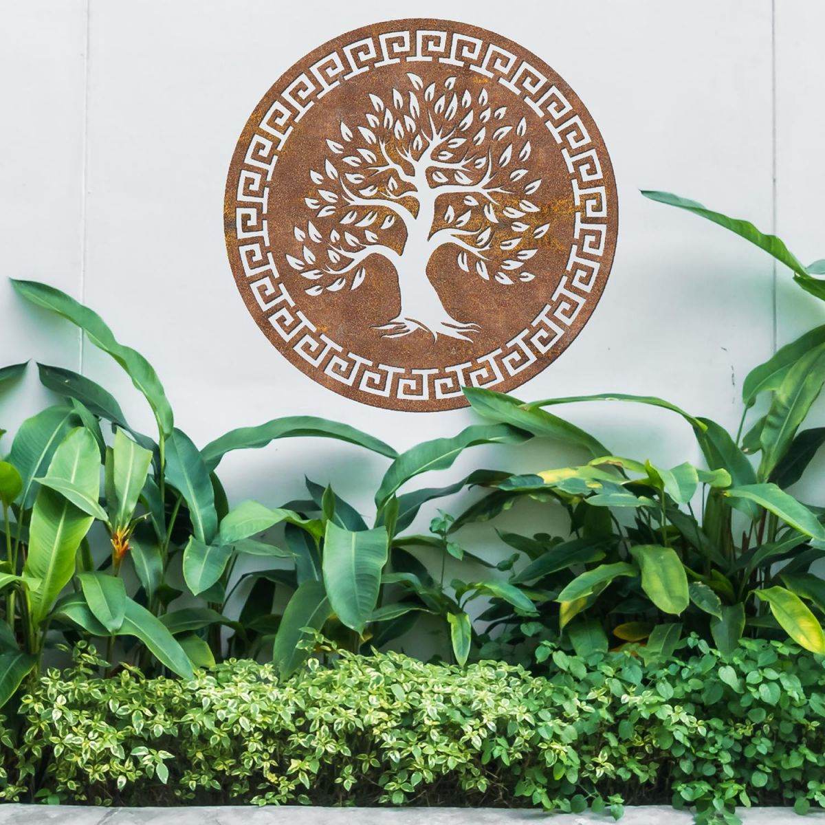 Round "Olive Tree" Wall Art in Situ Outdoors