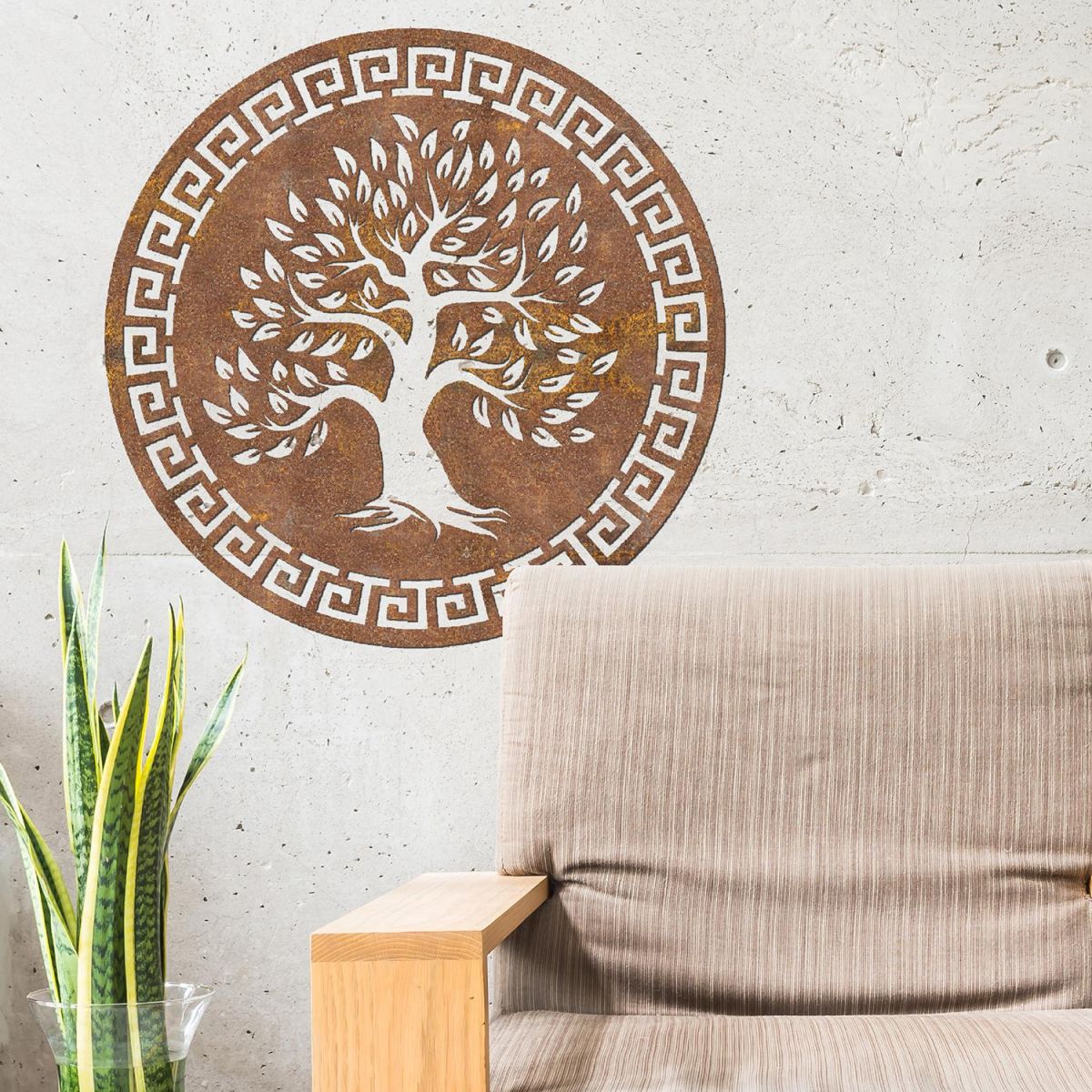 Round "Olive Tree" Wall Art in Situ in the House