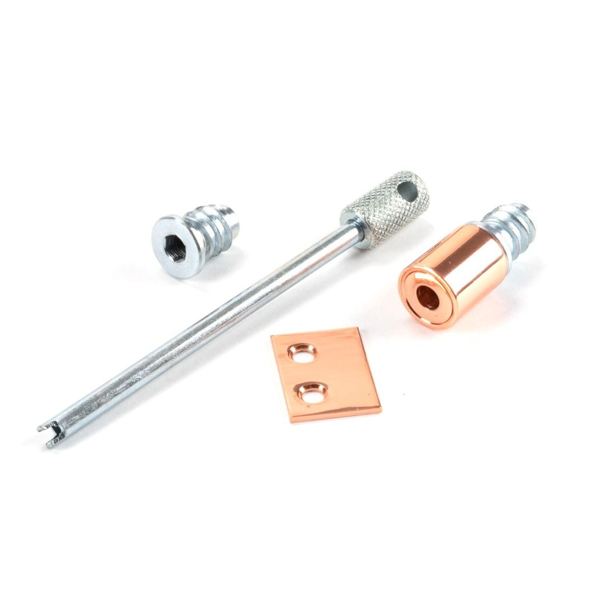 One set of the Sash Window Lockable Security Stops in Polished Bronze