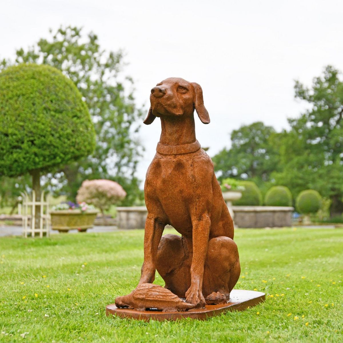 Cast Iron Dog Garden Sculpture 