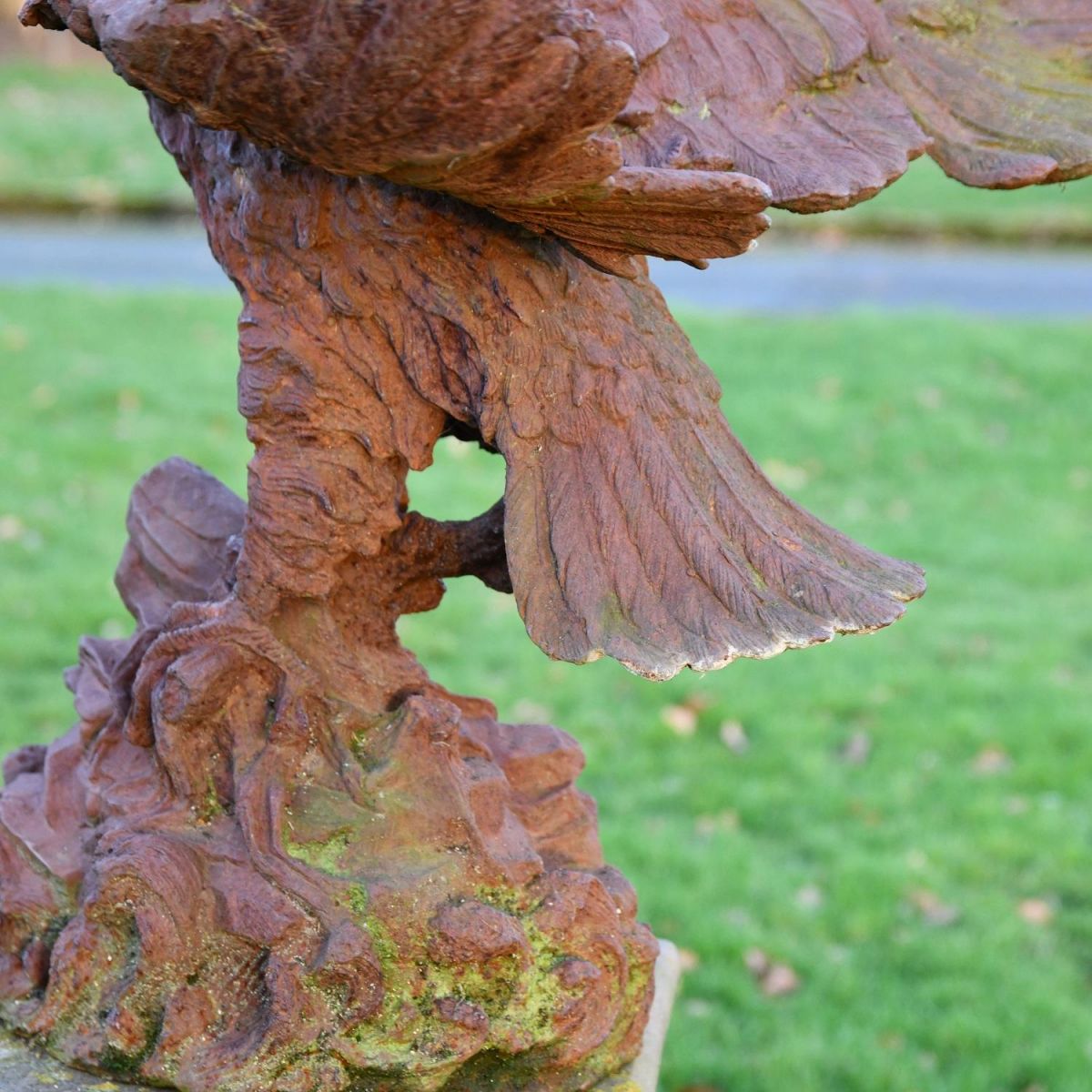 View of the Base on the "Aquilae" Cast Iron Eagle Sculpture