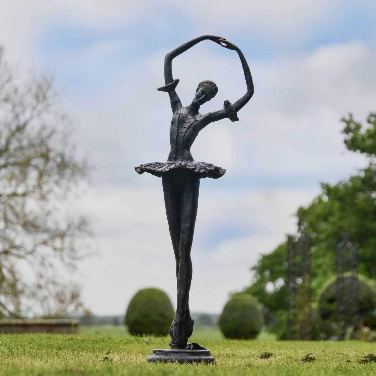 Black Cast Iron Ballet Dancer Garden Sculpture