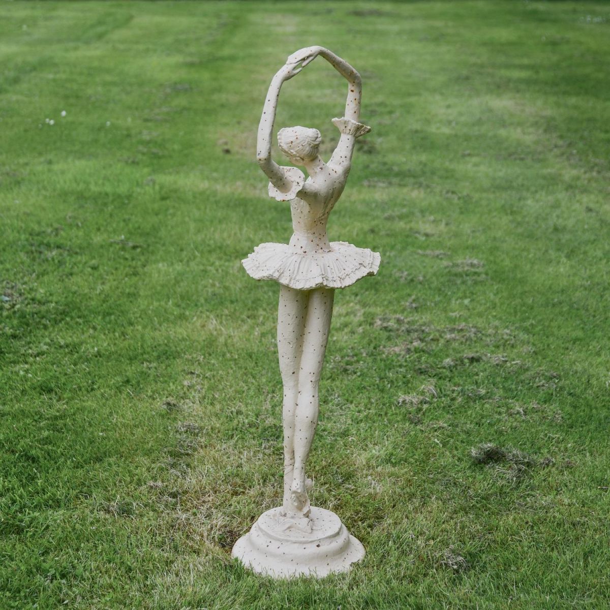 Rustic Cream Cast Iron Ballet Dancer Garden Sculpture