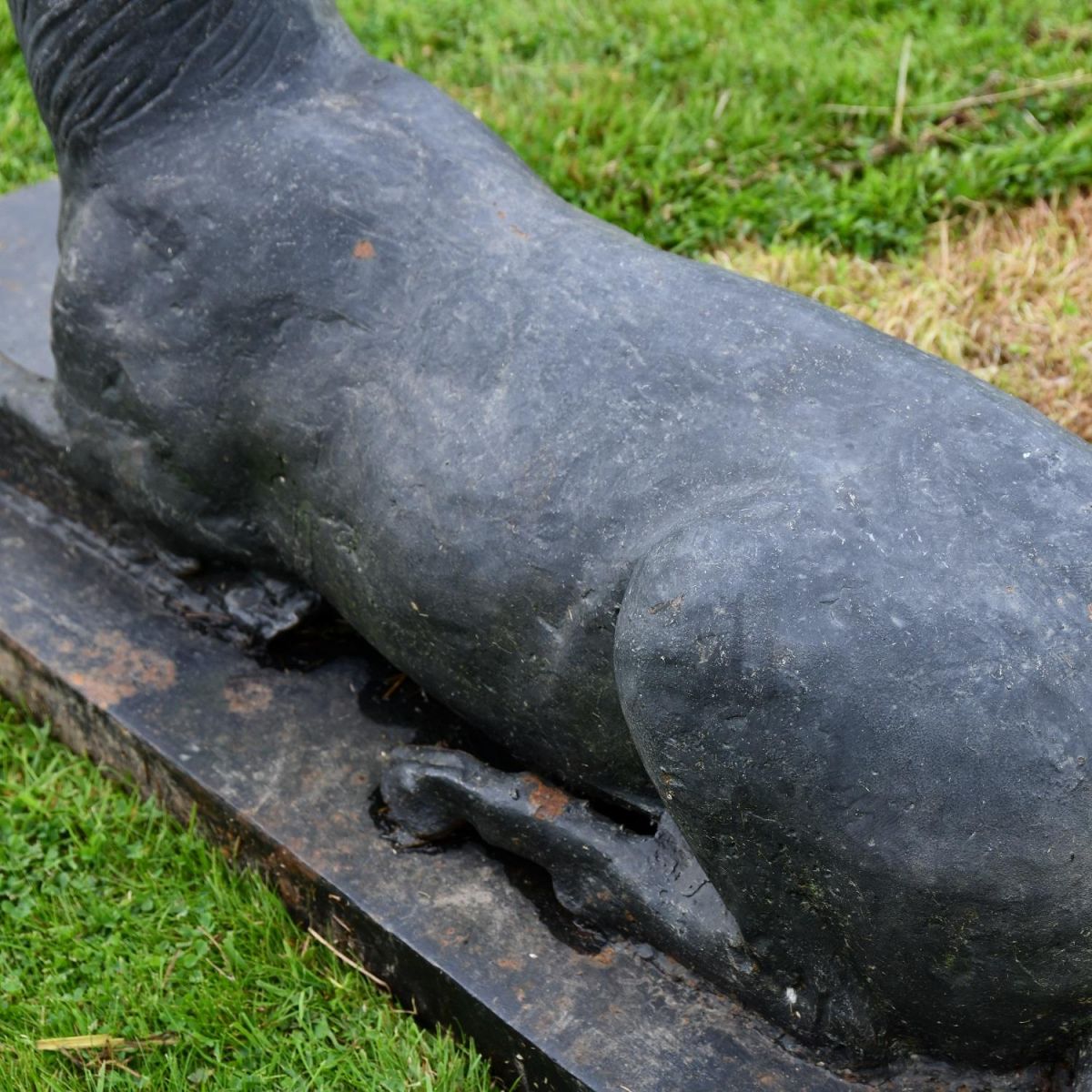 Close up of body on Black Cast Iron Stag Sculpture