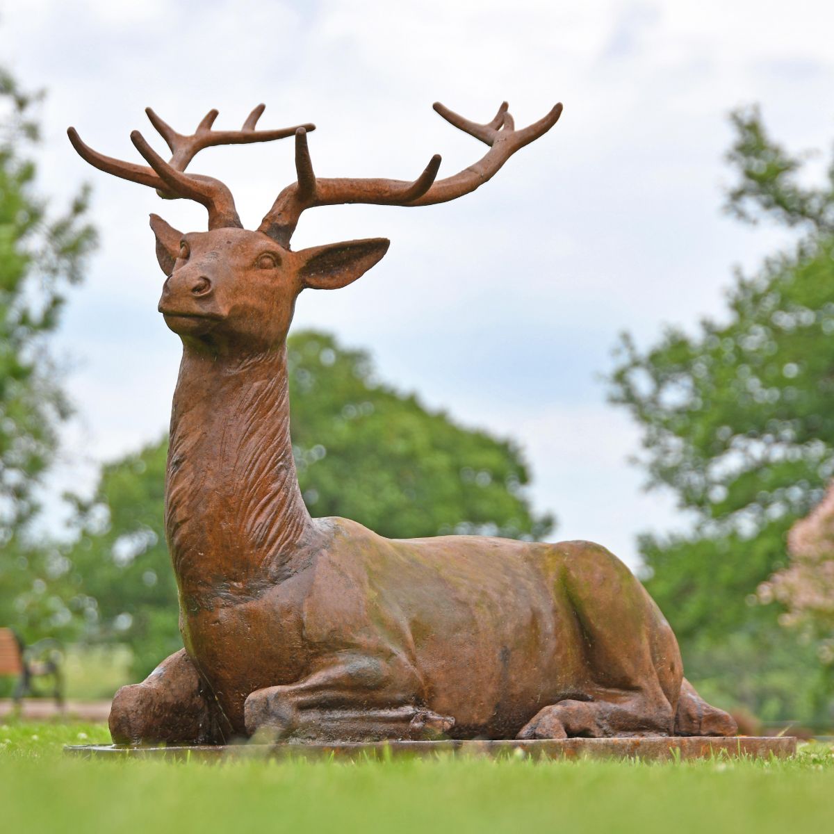Rustic Elkin Cast Iron Stag Sculpture