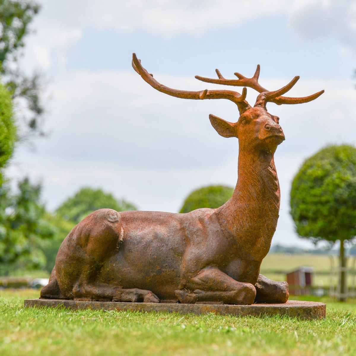 Elkin Cast Iron Stag Sculpture - Facing Forward 