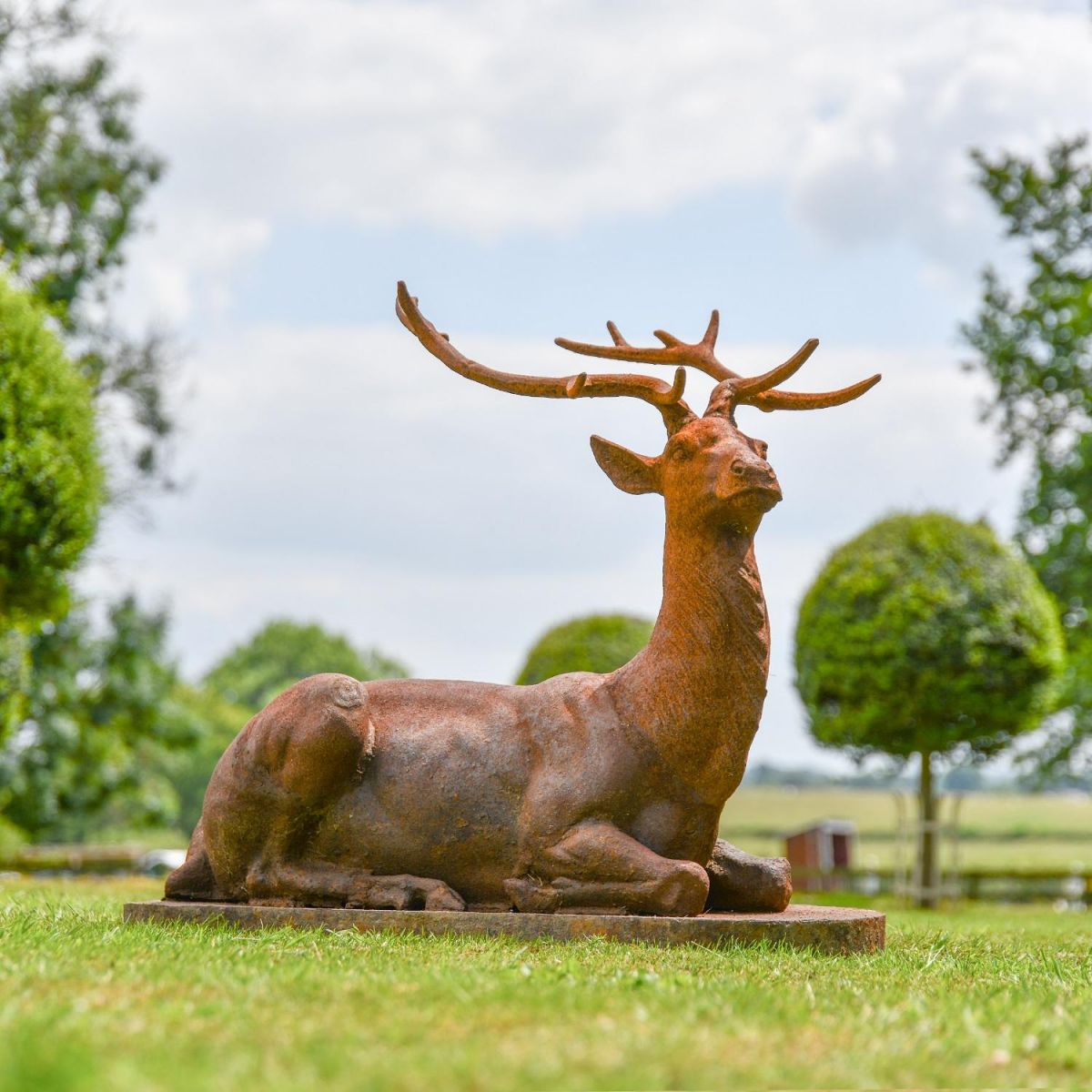 Elkin Cast Iron Stag Sculpture in Garden Setting 