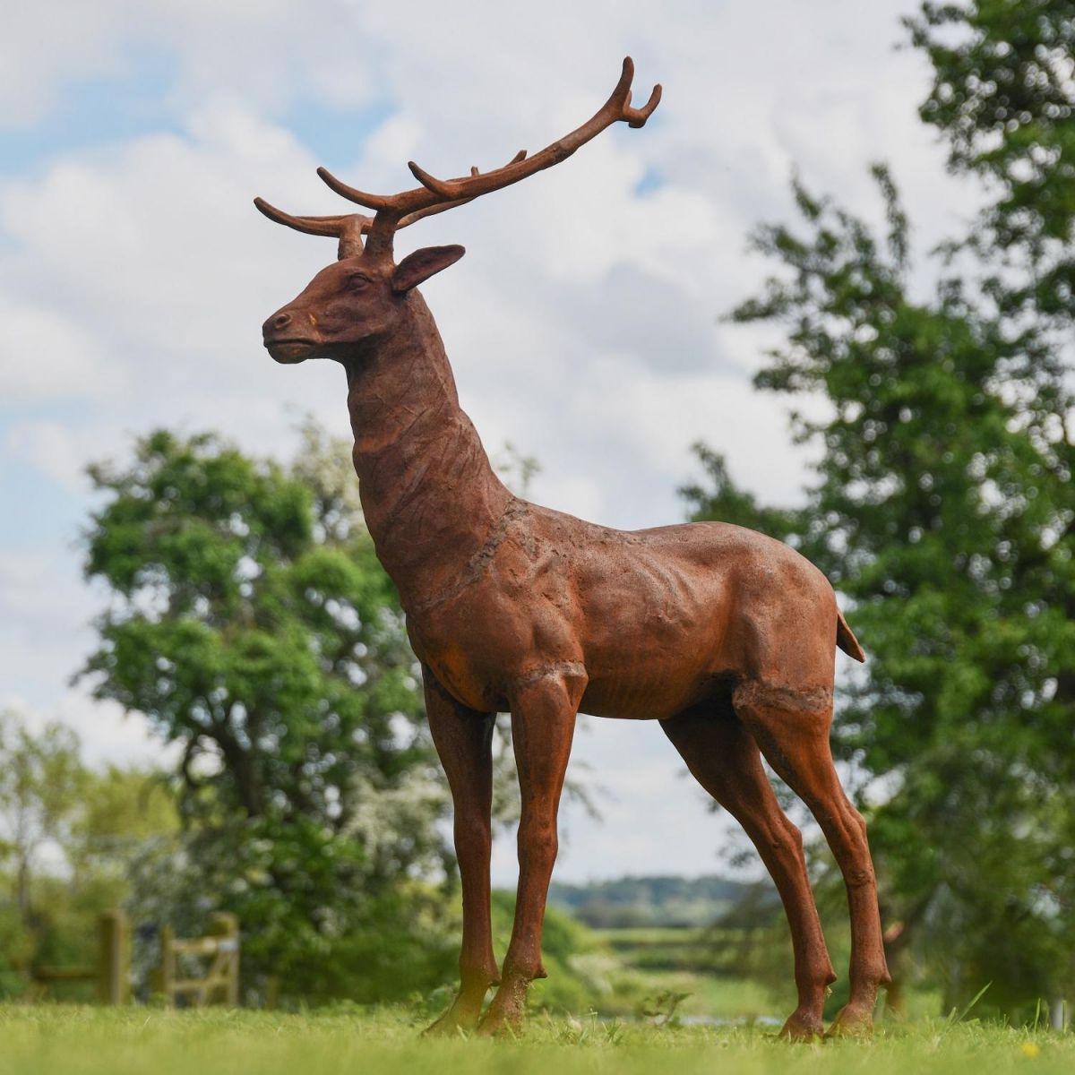  "Zekin” Cast Iron Stag in Garden Setting 