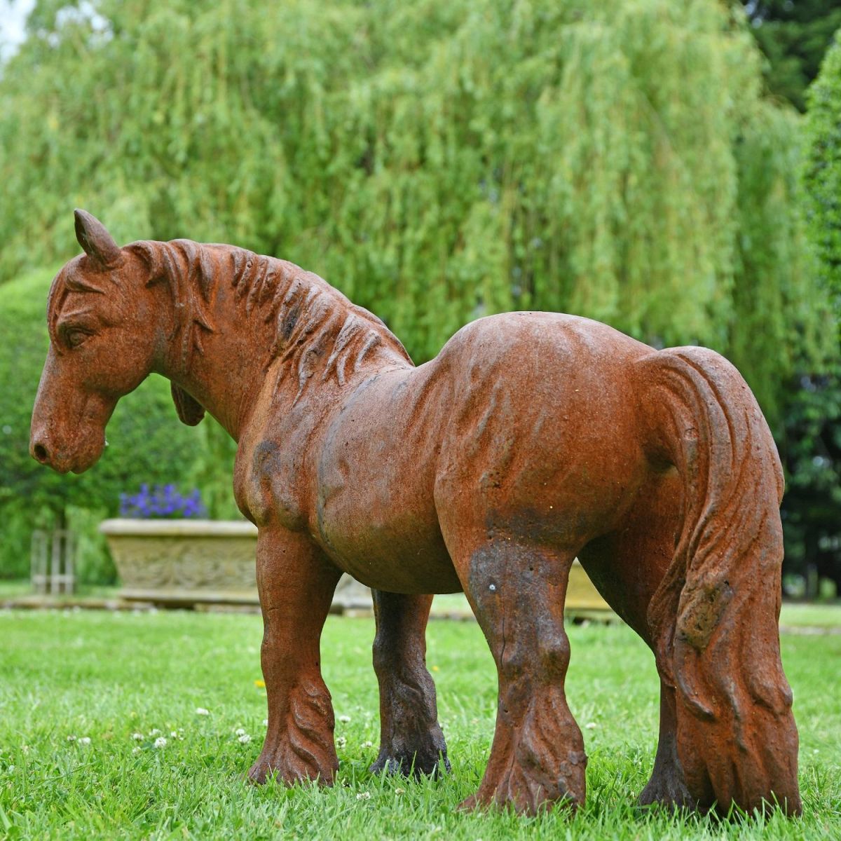 Rear view of Rustic Miniature Pony Sculpture 