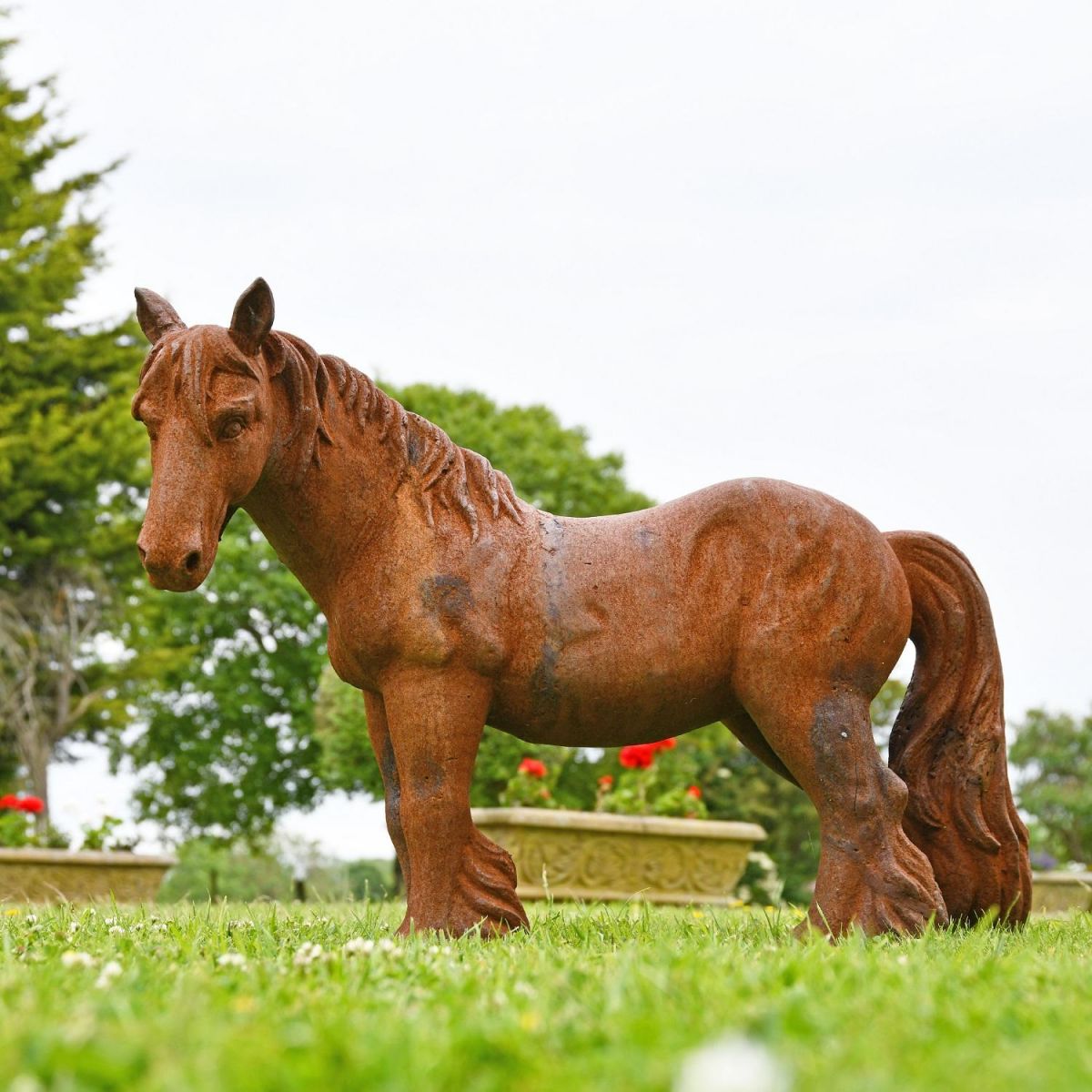 Rustic Cast Iron Miniature Pony Sculpture 