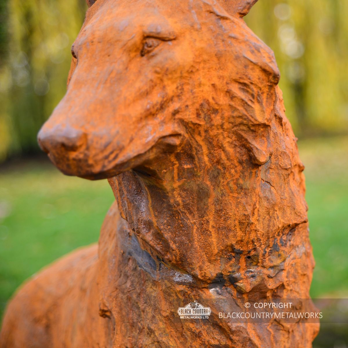 Rustic Cast Iron Wolf Sculpture "Surveying His Kingdom"