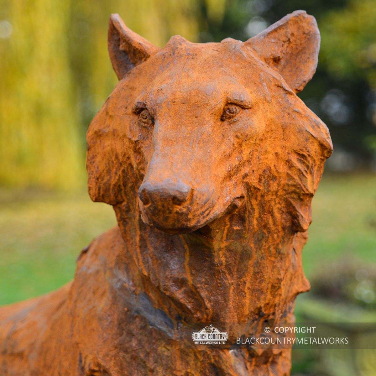 Rustic Cast Iron Wolf Sculpture "Surveying His Kingdom"