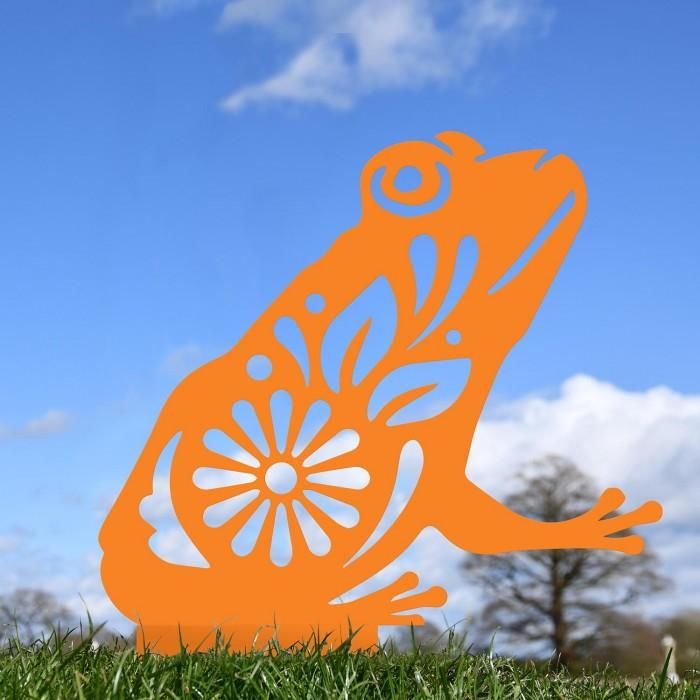 Floral Frog Silhouette in Orange Floral Frog Silhouette in Orange
