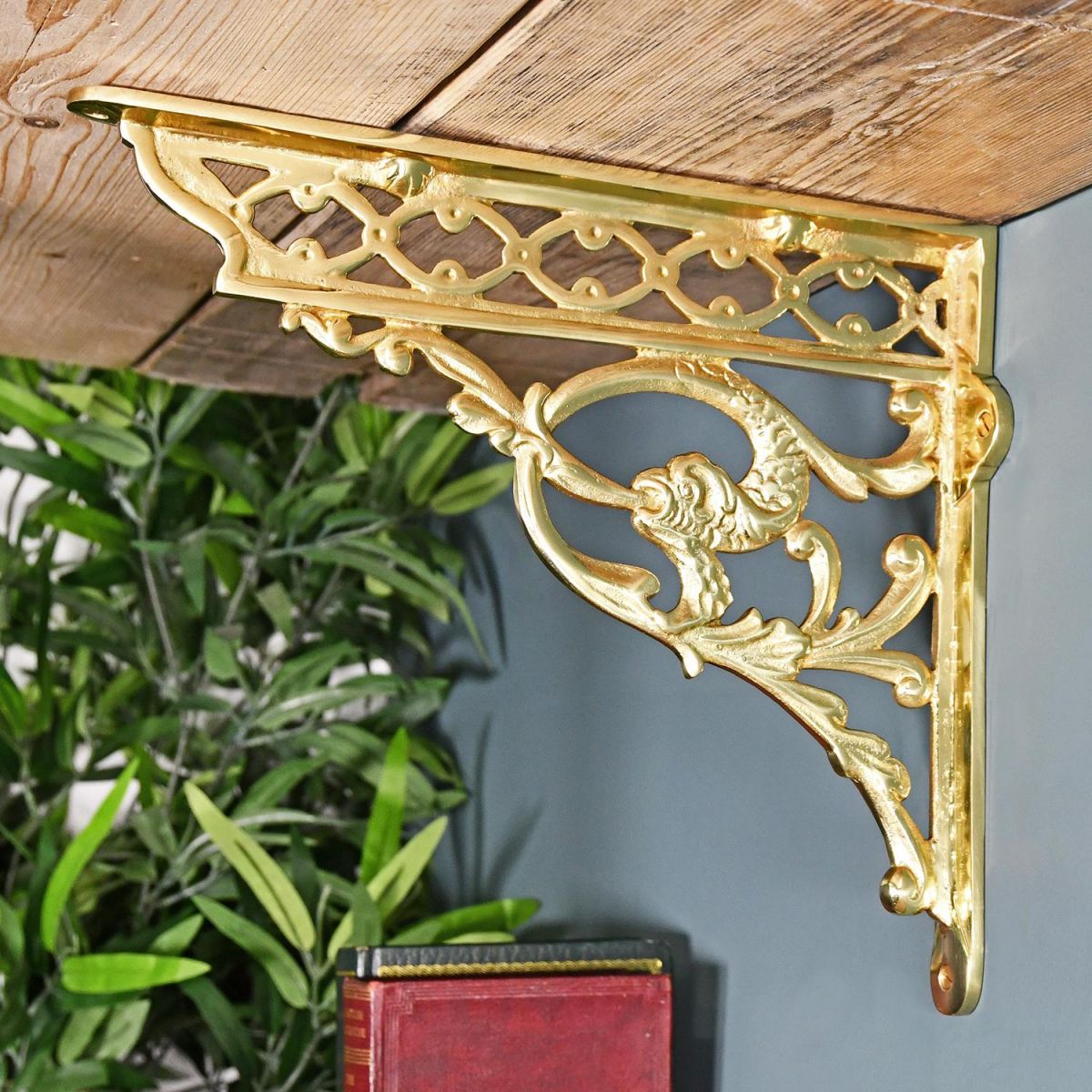 Ornate Brass Serpent Design Shelf Bracket