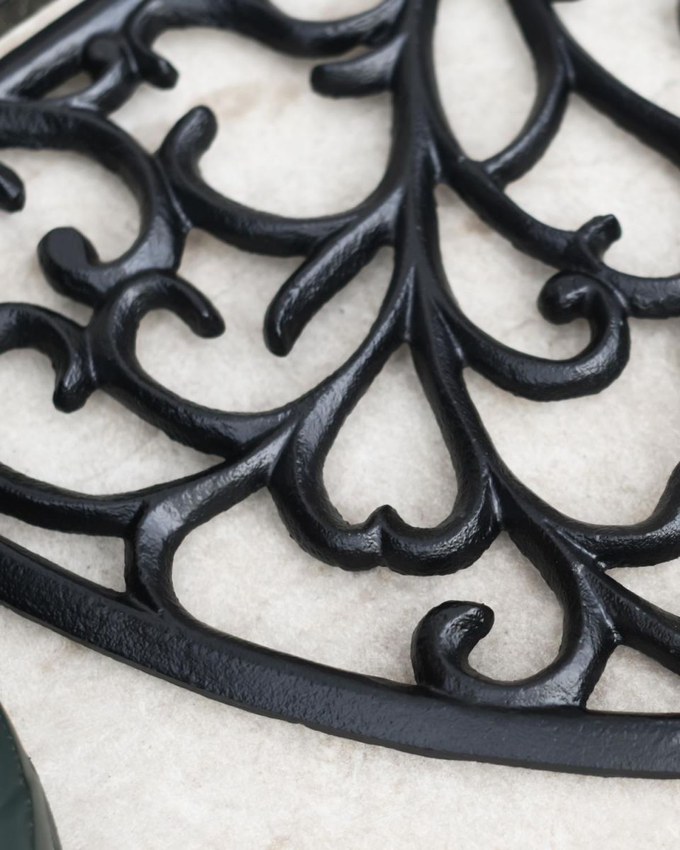 Close-Up of Delicate Twisted Pattern on Cast Iron Door Mat Close-Up of Delicate Twisted Pattern on Cast Iron Door Mat