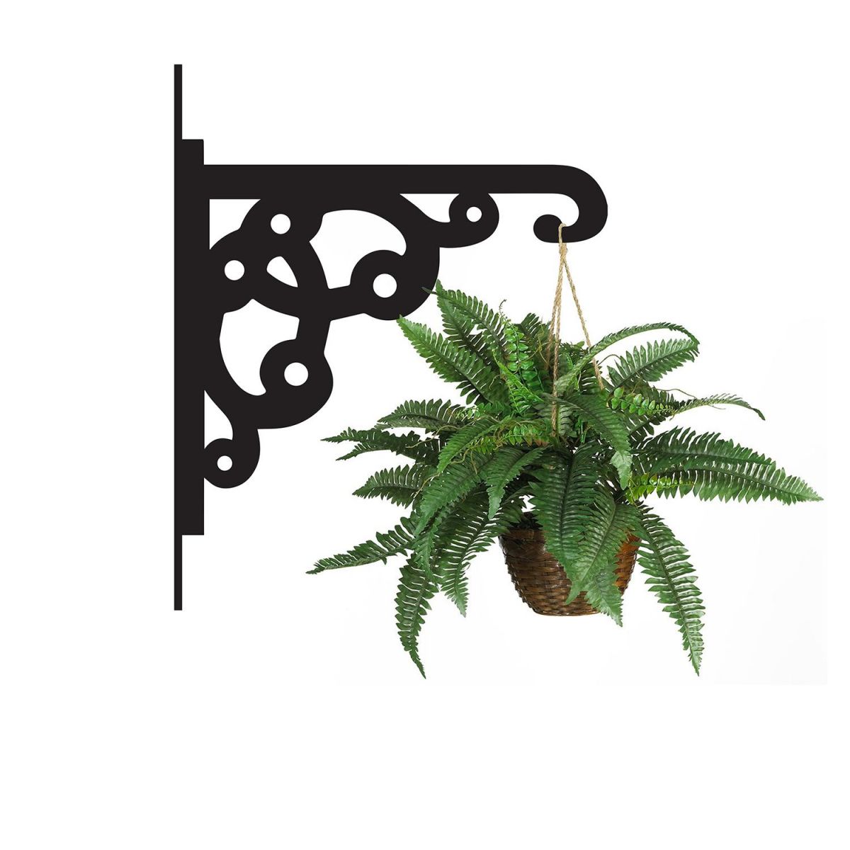 Ornate Heavy Duty Hanging Basket Bracket Holding a Flower Basket