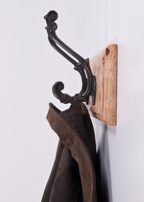 Natural Iron Ornate Scroll Coat Hook in Situ 