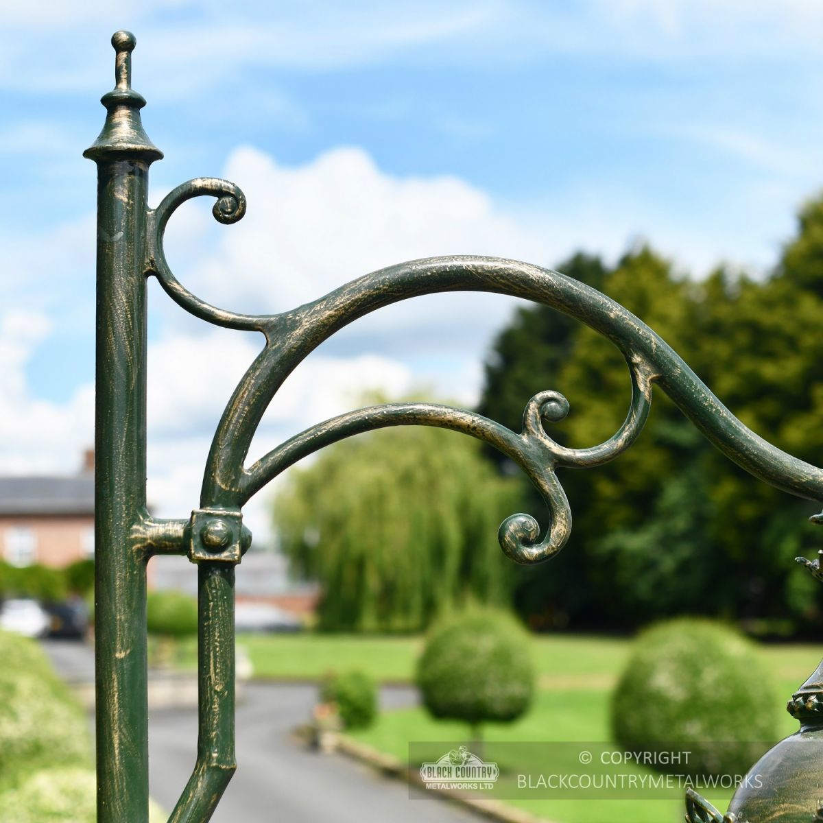 Ornate Scroll Work Bracket On Iron Lamp Post