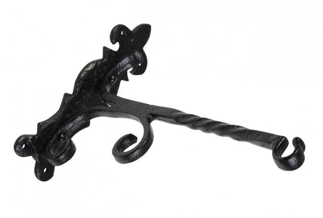 Ornate Twisted Iron Flower Basket Bracket