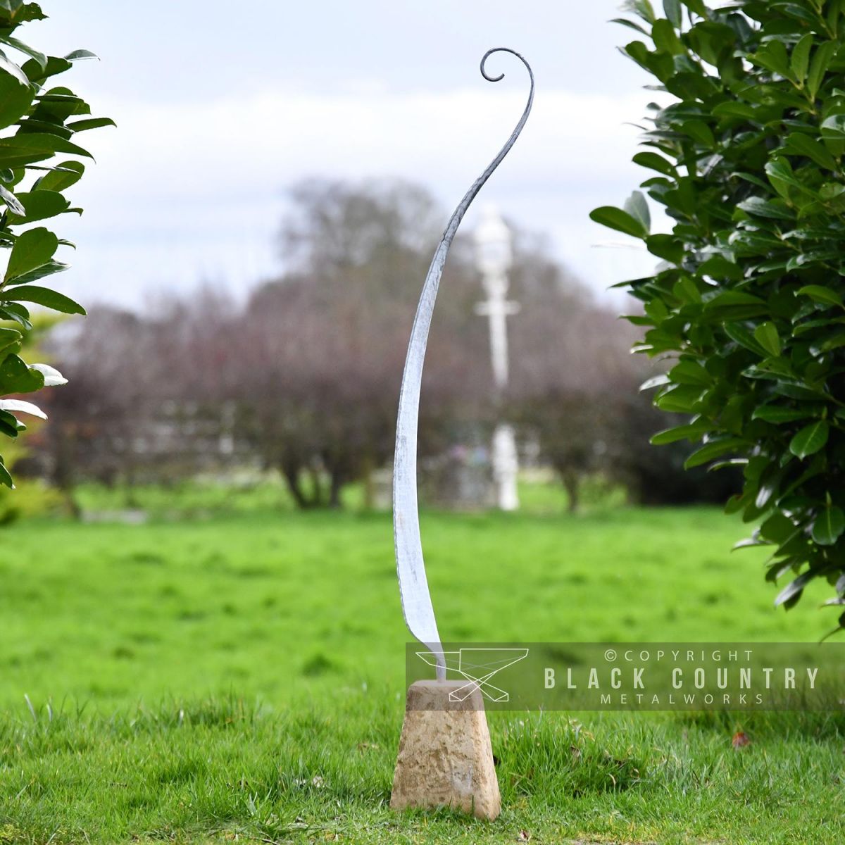 Side View of the Large Fern Sculpture Created From Steel