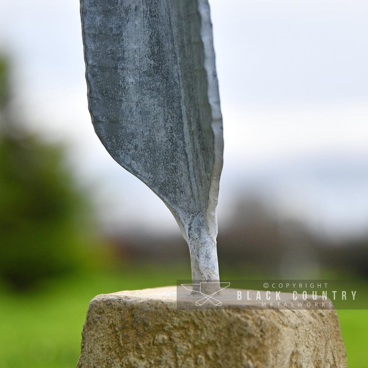 Close-up of of the Rustic Steel Finish