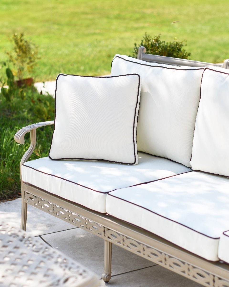 Close up of sofas throw cushions.