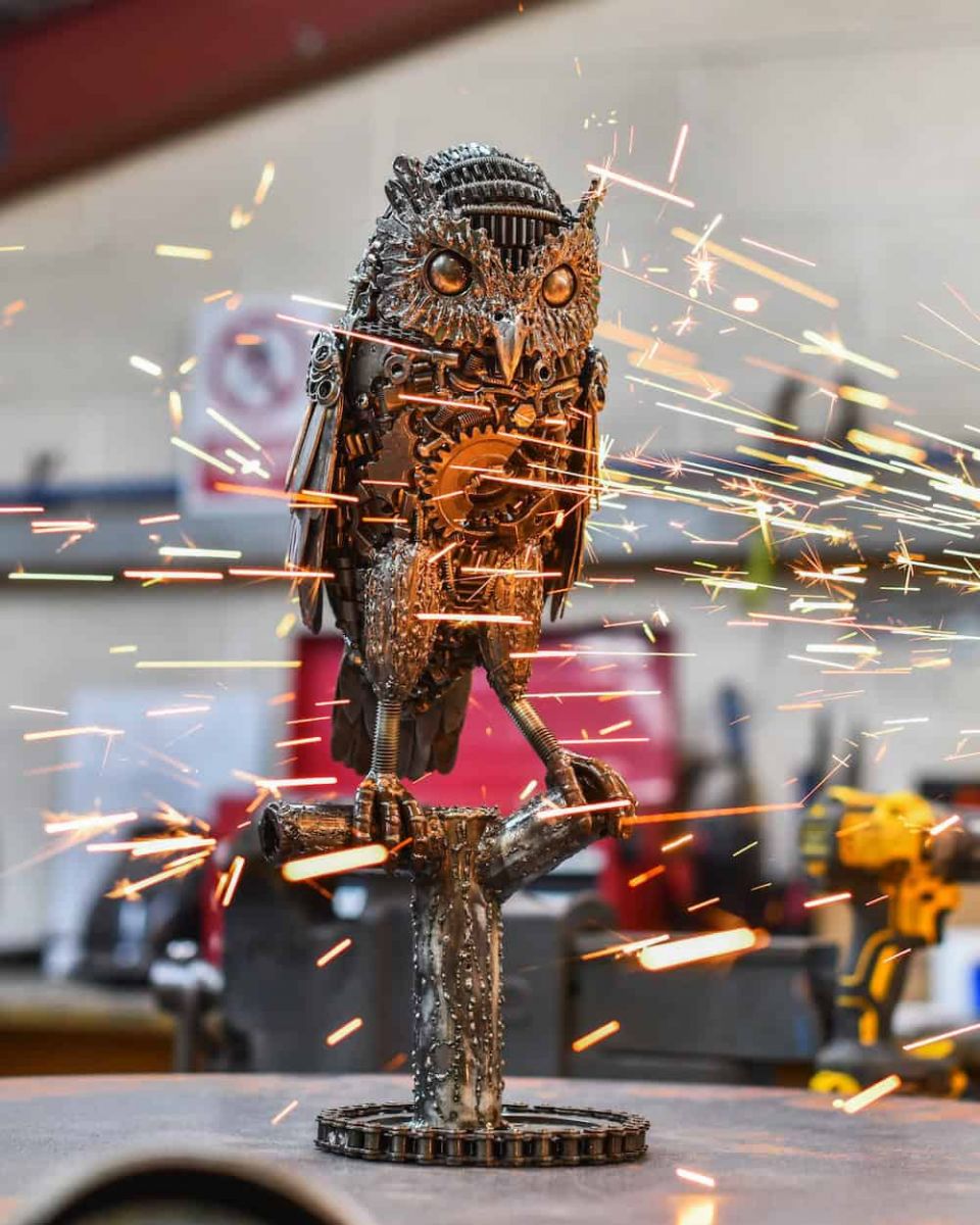 Recycled Metal Owl Sculpture  Recycled Metal Owl Sculpture
