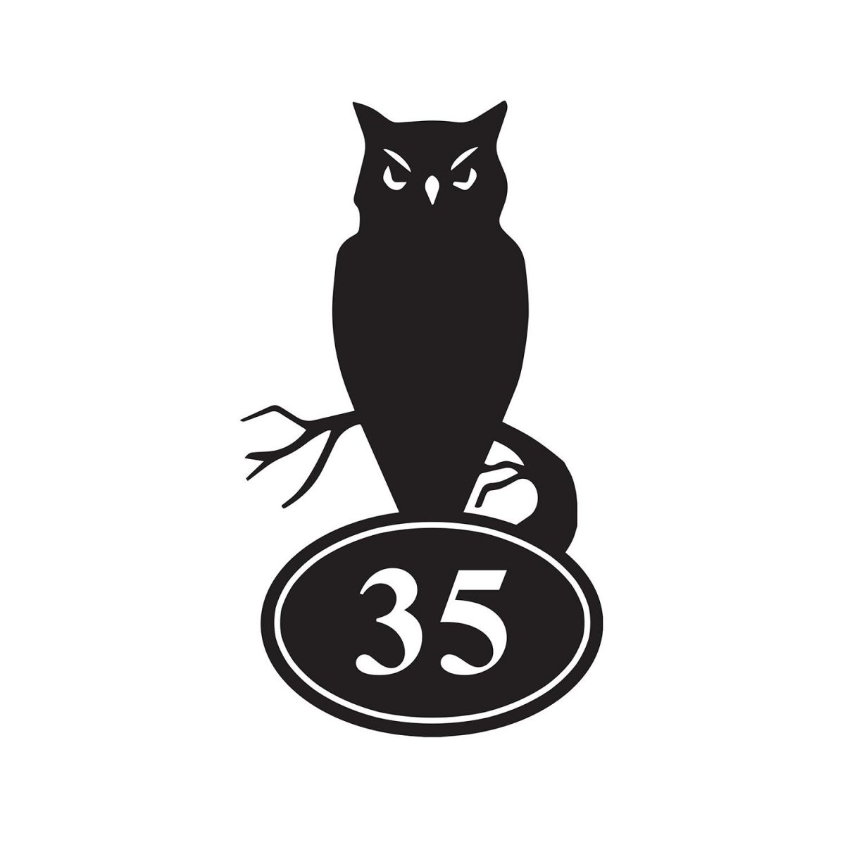 Owl Iron House Number Sign Finished in Black
