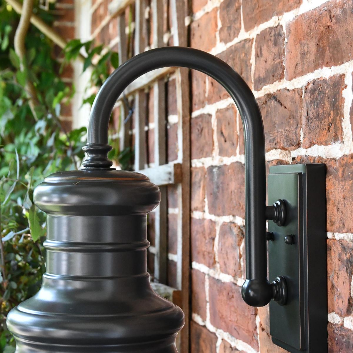 Close-up of the Swan Neck Top Fixed Bracket on the Wall Light Close-up of the Swan Neck Top Fixed Bracket on the Wall Light