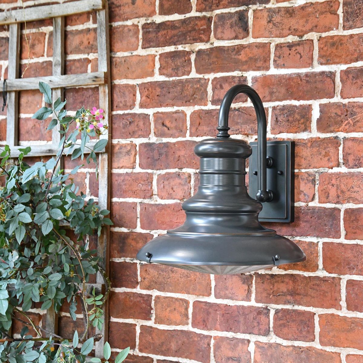 "Paddington" Railway Style Large Wall Light on a Garden Wall "Paddington" Railway Style Large Wall Light on a Garden Wall