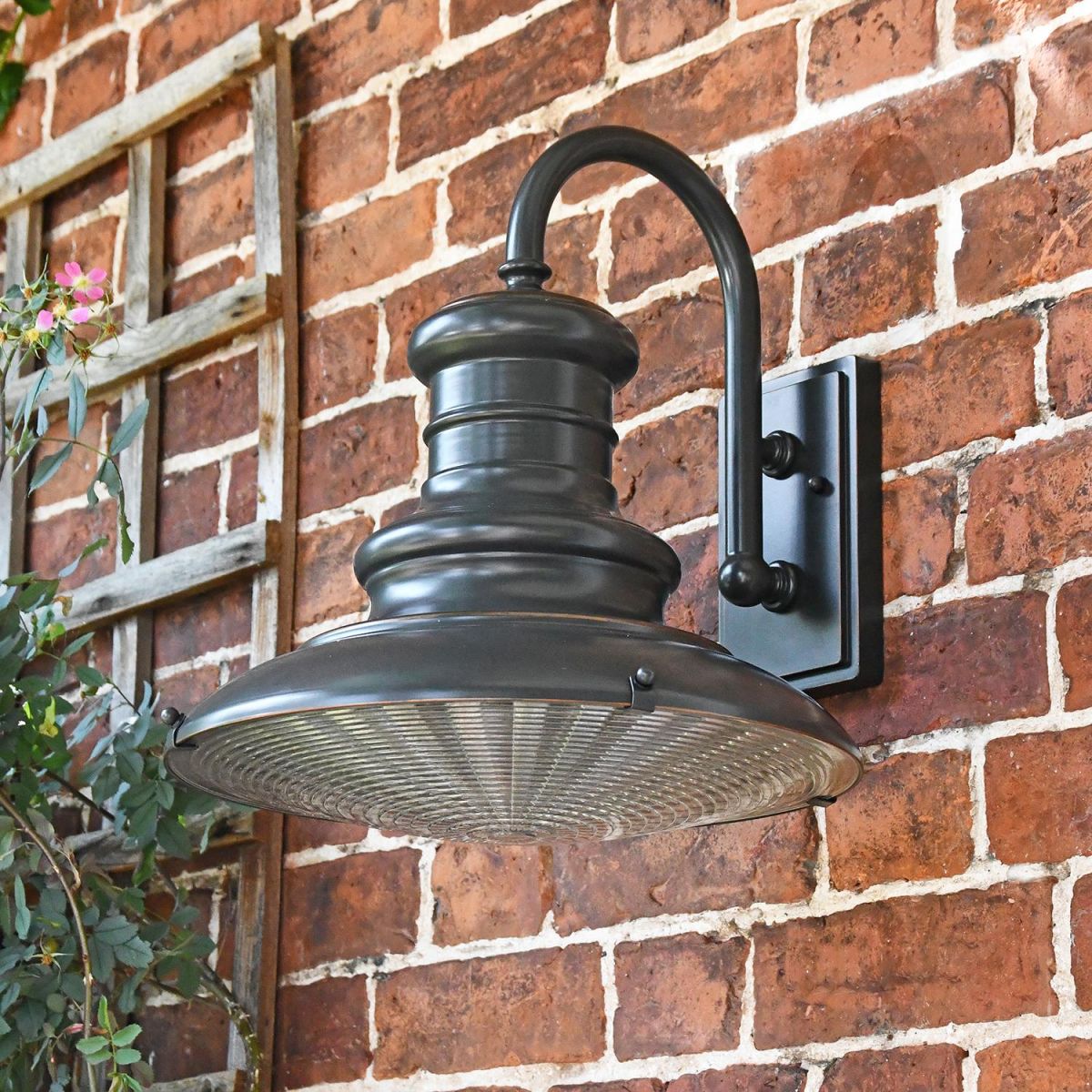 Railway Style Large Wall Light in Use on the Front of a House Railway Style Large Wall Light in Use on the Front of a House