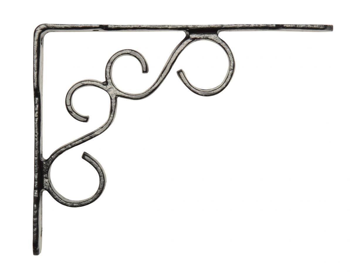 Pair of Antique Black Iron Ornate Scroll Wall Bracket 18cm x 23cm Pair of Antique Black Iron Ornate Scroll Wall Bracket 18cm x 23cm