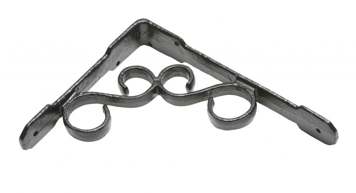 Pair of Antique Black Iron Ornate Scroll Wall Bracket 18cm x 23cm Pair of Antique Black Iron Ornate Scroll Wall Bracket 18cm x 23cm