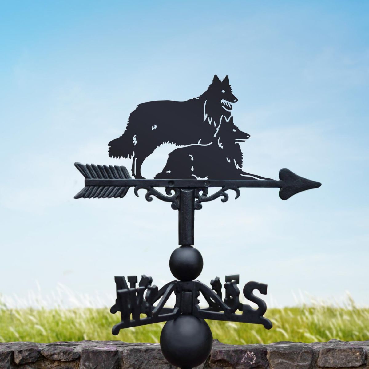 Weathervane with Pair of Belgian "Tervuren " Shepherds Dog Topper Weathervane with Pair of Belgian "Tervuren " Shepherds Dog Topper