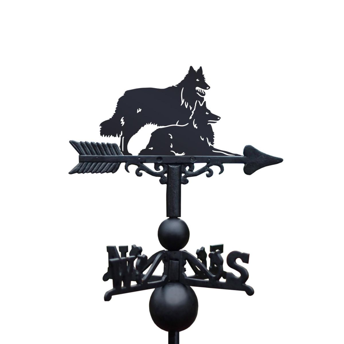 Pair of Belgian "Tervuren " Shepherds Dog Weathervane on White Background Pair of Belgian "Tervuren " Shepherds Dog Weathervane on White Background