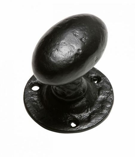 Pair of Black Iron Oval Mortice Knobs