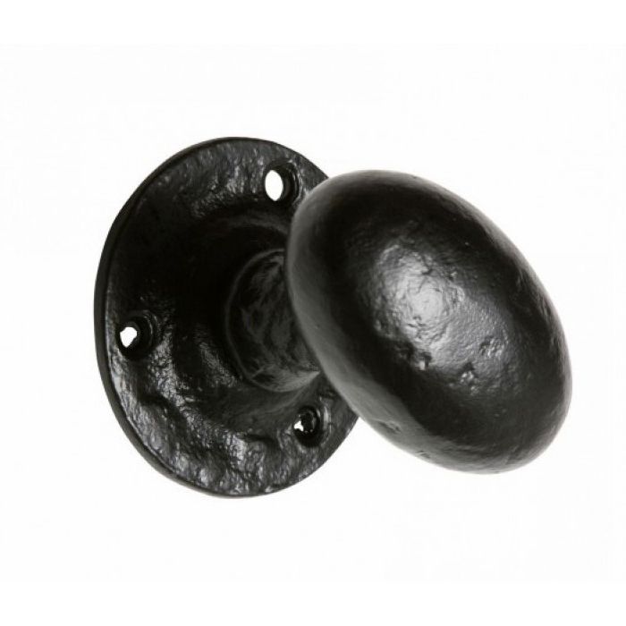 Pair of Black Iron Oval Mortice Knobs