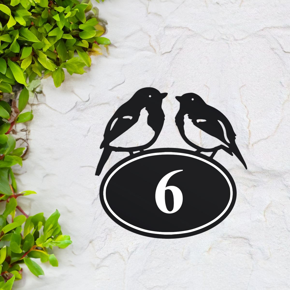 Pair Of Robins House Number Sign