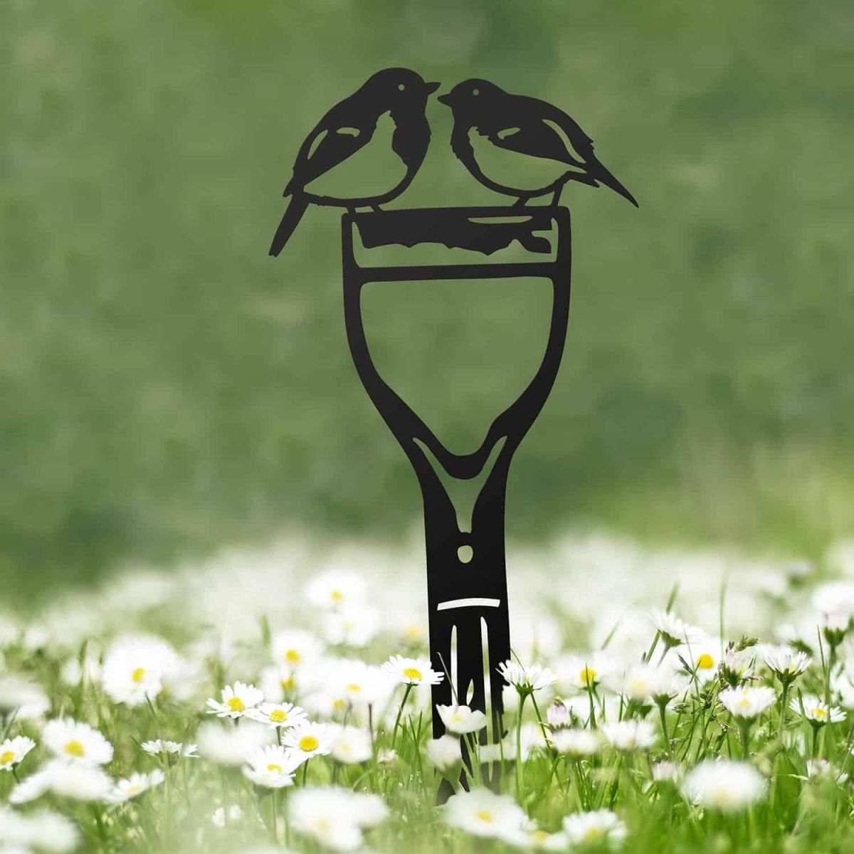 Sheet Steel Silhouette in Black Finish with Pair of Robins Design