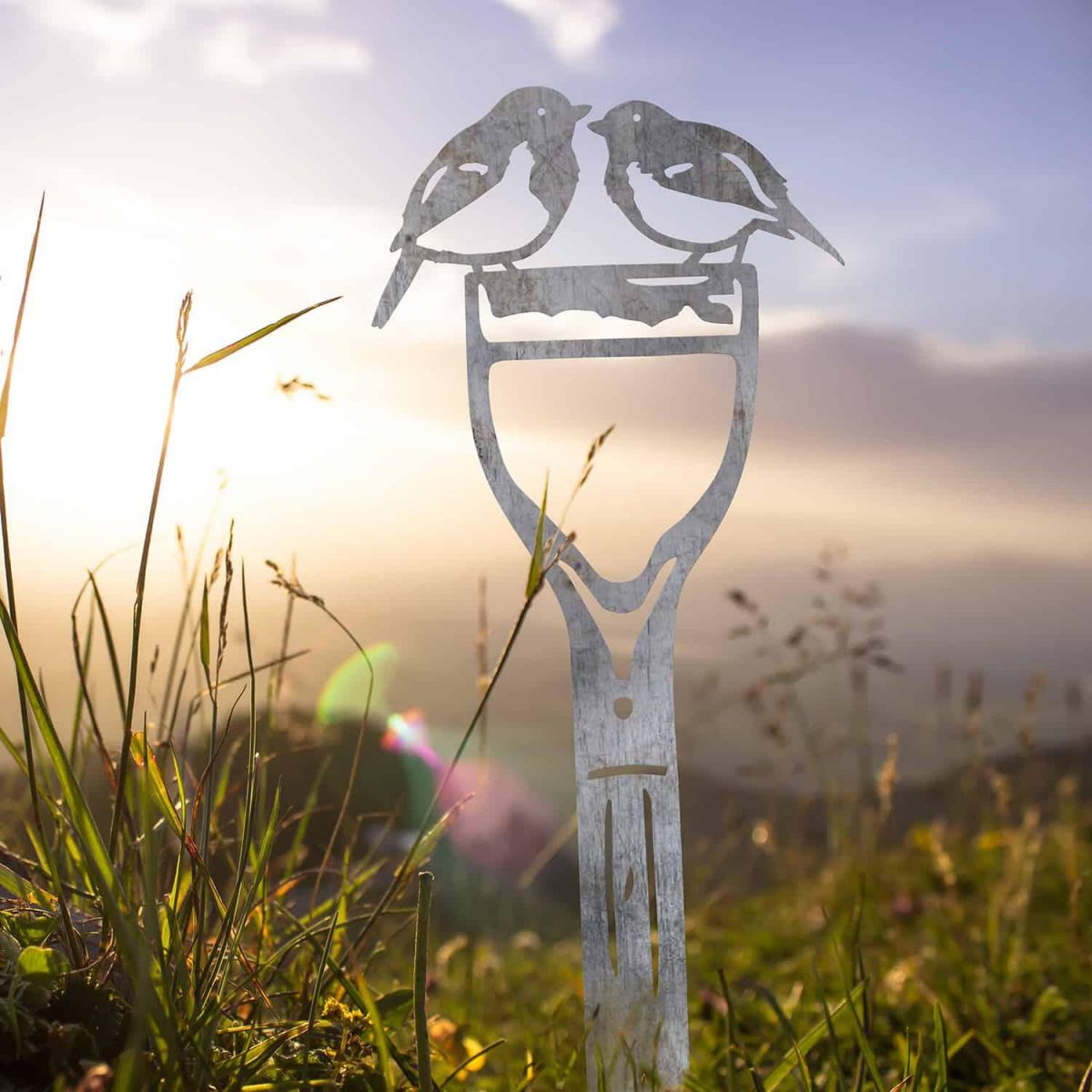 Unfinished Sheet Steel Silhouette with Pair of Robins Design