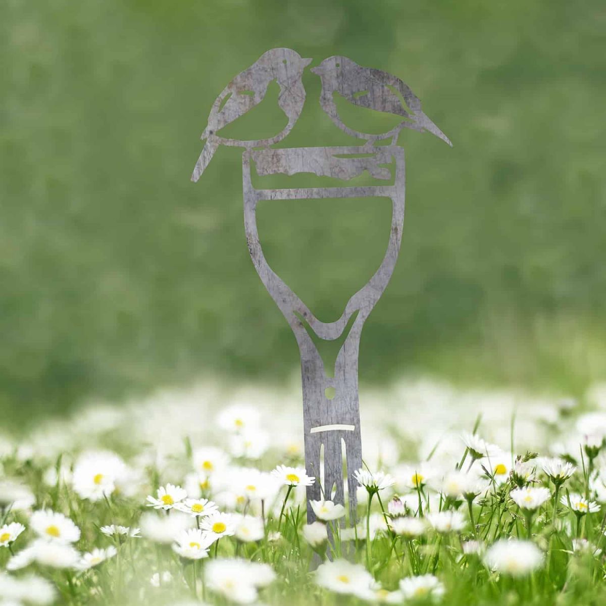 Unfinished Sheet Steel Silhouette with Pair of Robins Motif