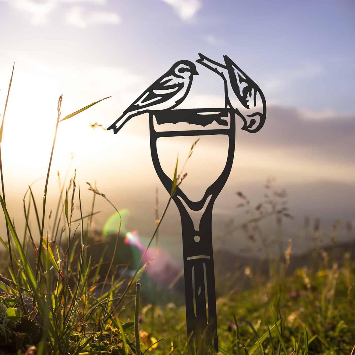 Pair of Siskins Sheet Steel Silhouette in Black Finish Pair of Siskins Sheet Steel Silhouette in Black Finish