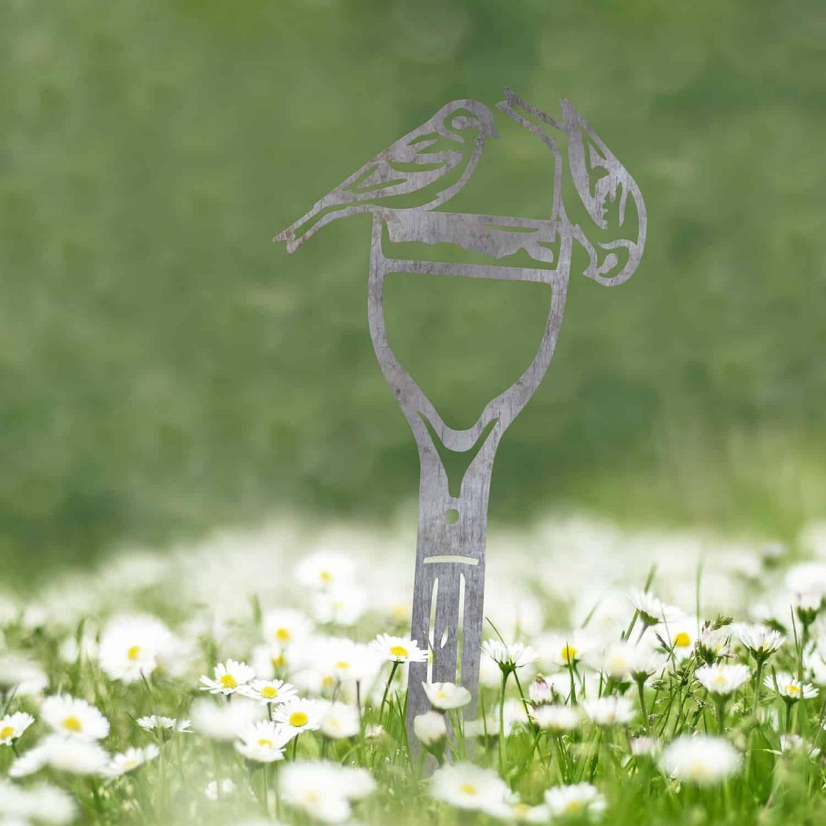 Unfinished Sheet Steel Silhouette with Pair of Siskins Motif