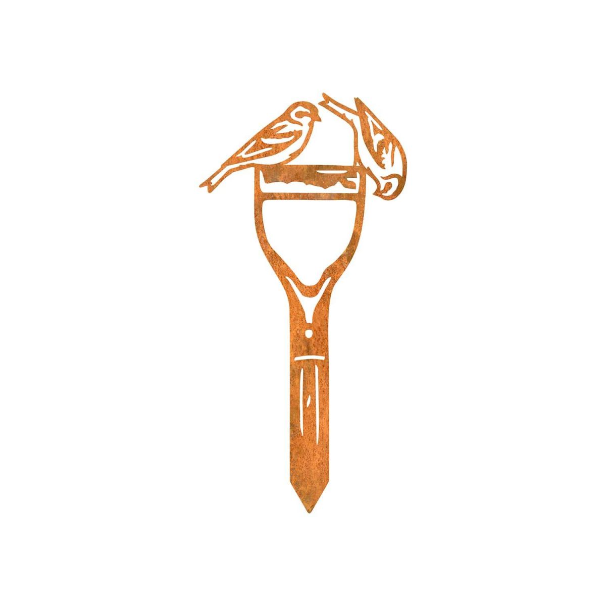 Close-Up of Pair of Siskins Sheet Steel Silhouette in Rustic Finish