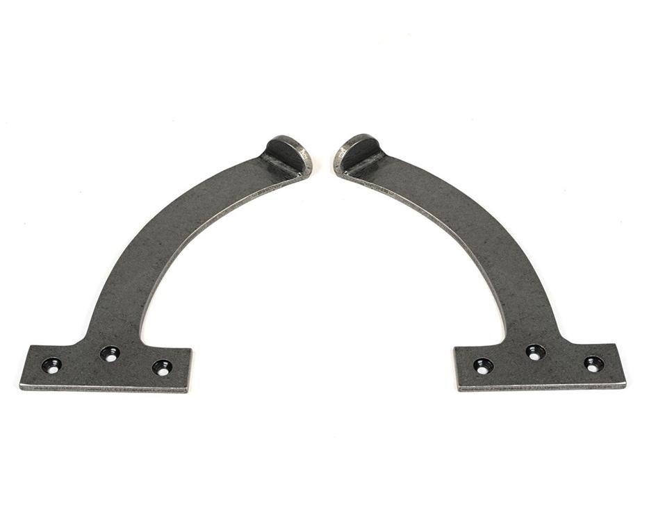 Close-Up of Pair of Steel Pewter 7" Window Stays - 180mm