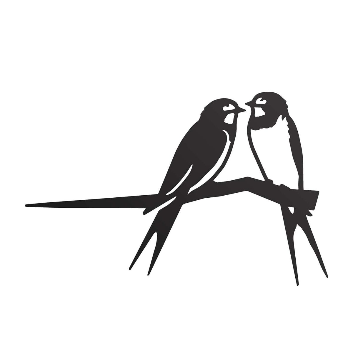 Close-Up of Black Pair of Swallows Steel Tree Spike Close-Up of Black Pair of Swallows Steel Tree Spike