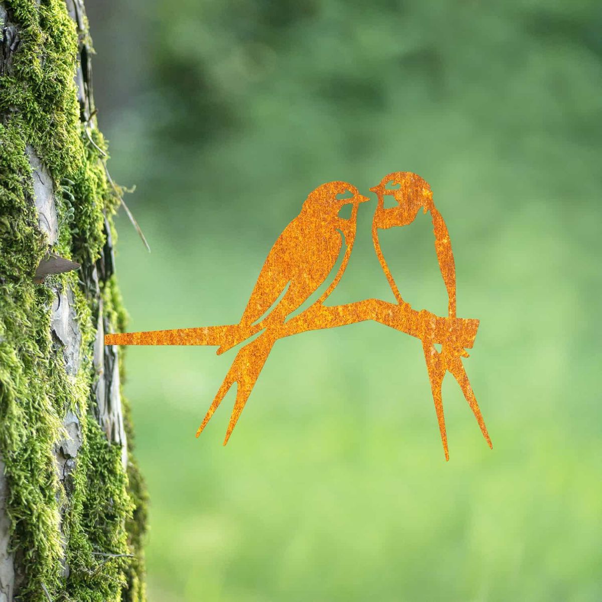 Rustic Steel Tree Spike with Pair of Swallows Design Rustic Steel Tree Spike with Pair of Swallows Design