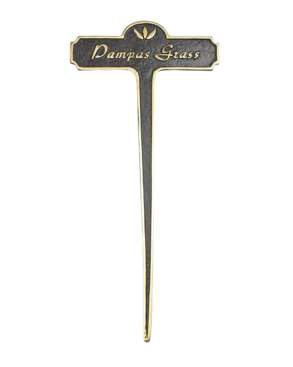 Pampas Grass Brass Garden Plant Sign