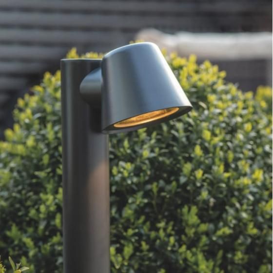 Modern Black Outdoor Pillar Path Light Close Up