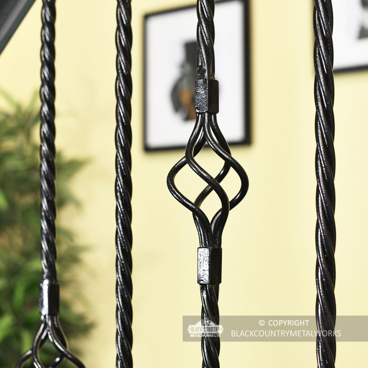 Close-up of the "Grosvenor" Rope Twist & Single Basket Rope Twist Spindles